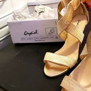 Cross Strap Gold Heel